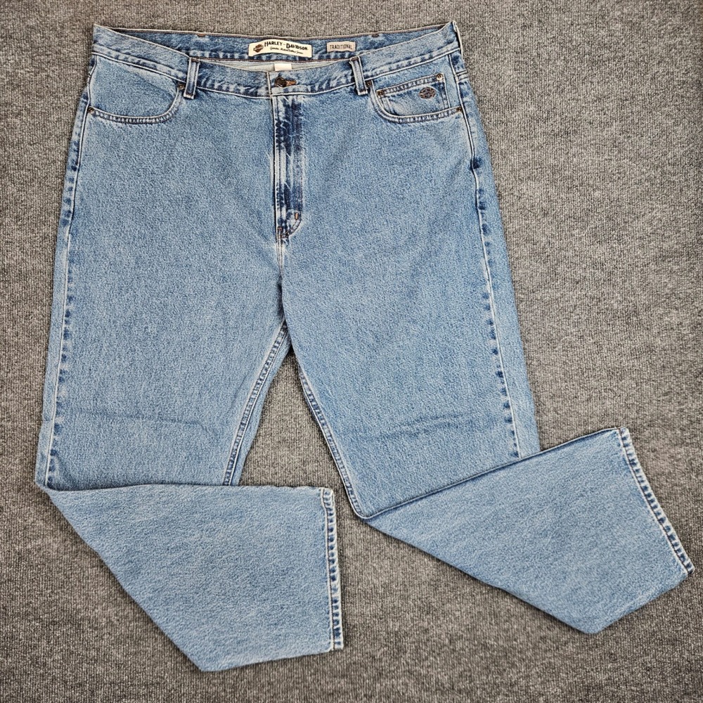 Harley-Davidson Traditional Fit Jeans Mens 44x32 Denim 100% Cotton Med Wash Blue
